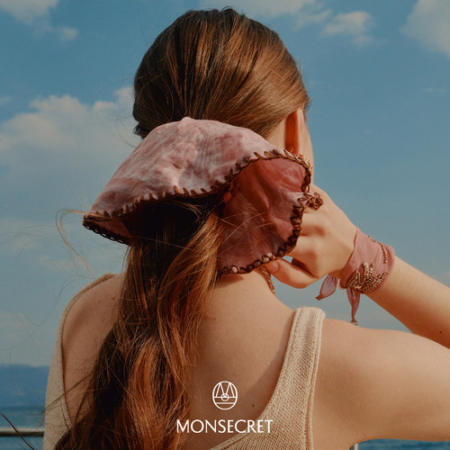 MONSECRET 羽毛贝壳发圈 原创设计度假休闲发绳春夏印花头饰 默叙