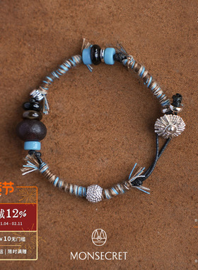 MONSECRET纽扣棕榈彩线手绳