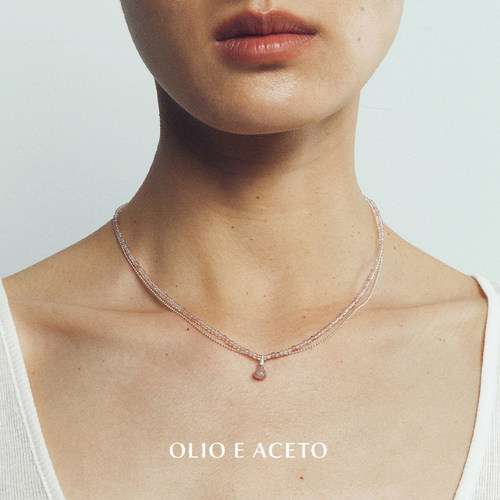OLIOEACETO纯银草莓晶双层项链
