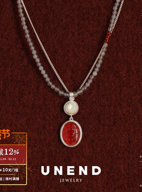 UNEND止续 黎雾Mist项链 纯银原创设计红玛瑙图画石银饰 默叙