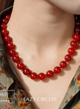 LAZYCIRCLES红玛瑙圆珠项链