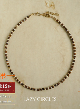 LAZY CIRCLES 宝石贝壳项链 虎眼石黄玉原创设计师气质锁骨链默叙