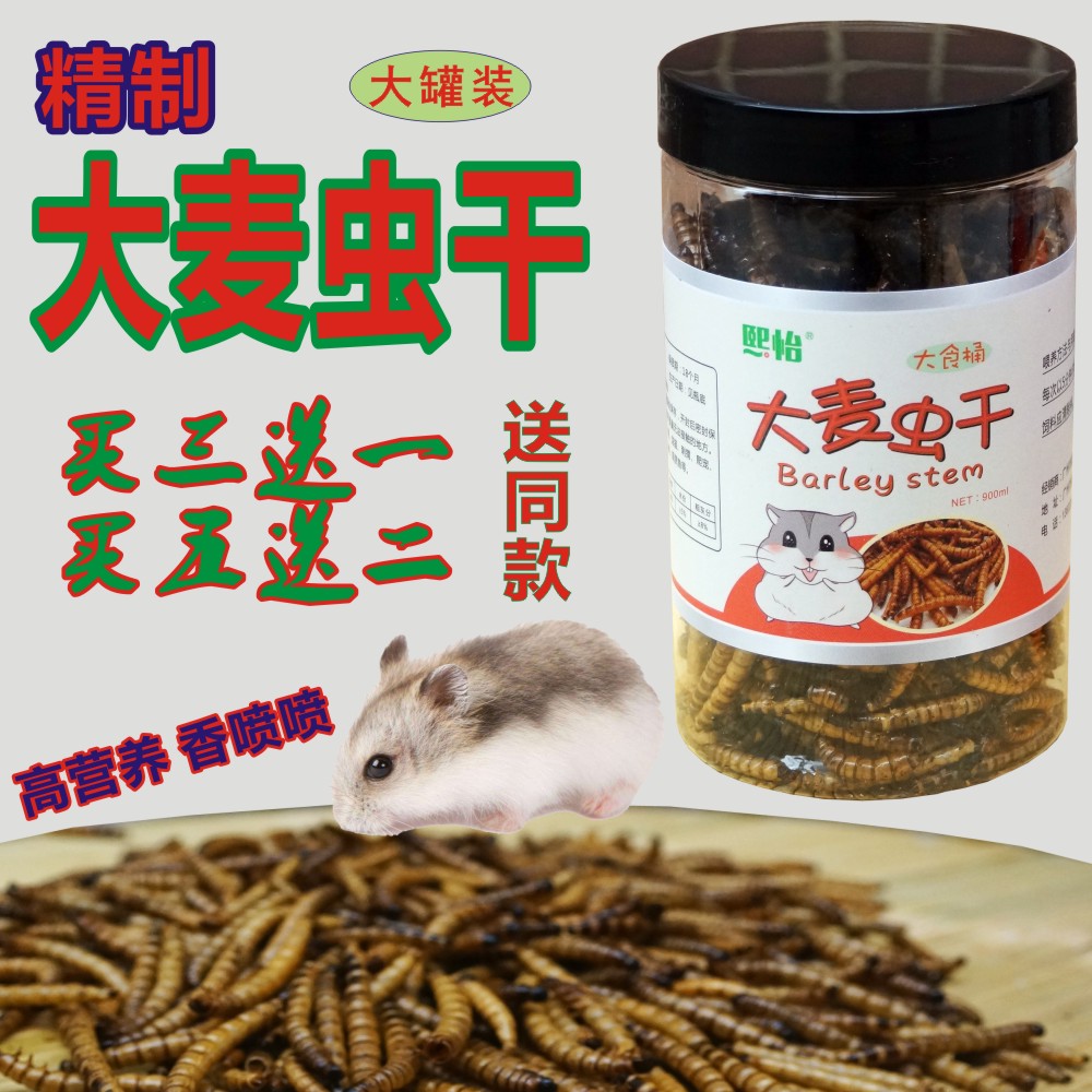 大麦虫干黄粉虫面包虫干仓鼠主食粮食用品金丝熊刺猬龙鱼饲料包邮