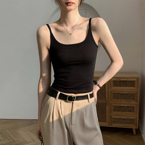 2025新款黑色吊带背心女春夏季