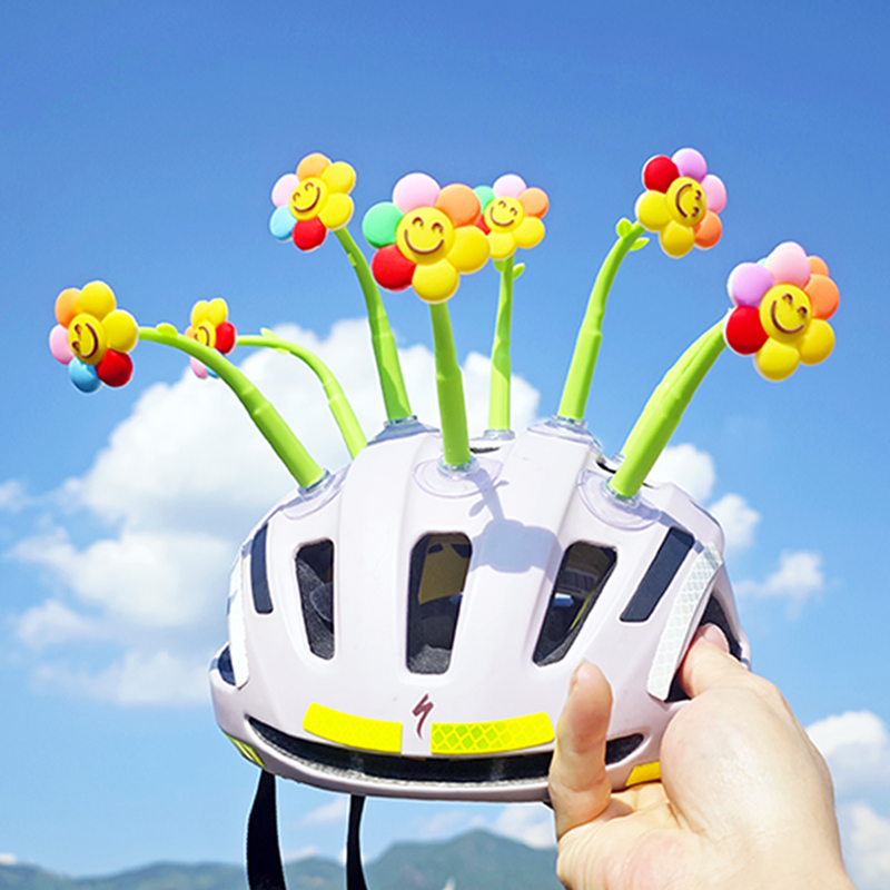 骑行头盔吸盘太阳花装饰