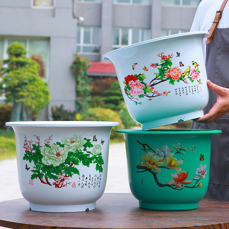 加厚塑料花盆绿萝家庭种植绿植防晒耐用特大号圆形仿陶瓷果树盆