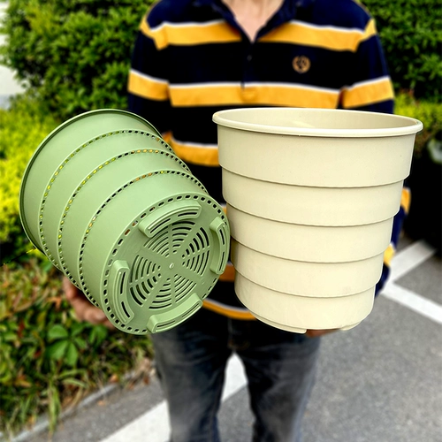 Цингшан контрольный корень корень горшок пластик сгущенной большой розовый зеленый горшок с галоп -скалопменным переполненным пустым 360 ° дышащая роза