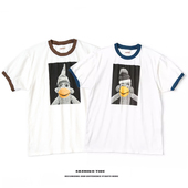 kapital 24ss日系宽松休闲纯棉重磅圆领拼色玩偶猴印花短袖 T恤