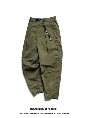21SS KAPITAL 平田和宏 日系潮流宽松锥形军绿排扣军事风休闲长裤