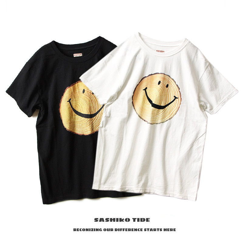 kapital平田和宏 日系男女同款潮流t恤树桩笑脸印花短袖t恤ins潮