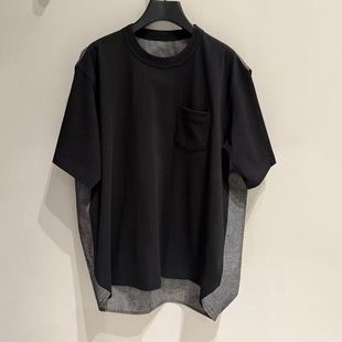 T恤 解构风拼接撞色口袋设计宽松百搭潮流黑色短袖 26SS 萨卡衣