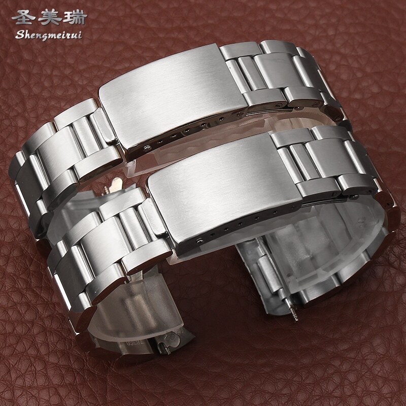 实心精钢手表带男士适配劳力士潜航者型精工5号绿水鬼不锈钢表带