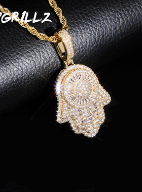 TOPGRILLZ Khamesh满钻阿拉伯法蒂玛之手欧美嘻哈街头吊坠创意NB
