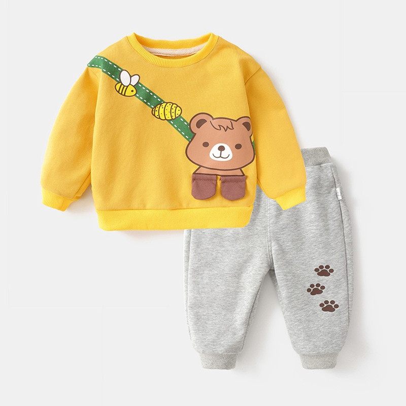 MXAG婴儿衣服春秋季纯棉卡通卫衣外出服洋派套装八个月男女宝宝秋