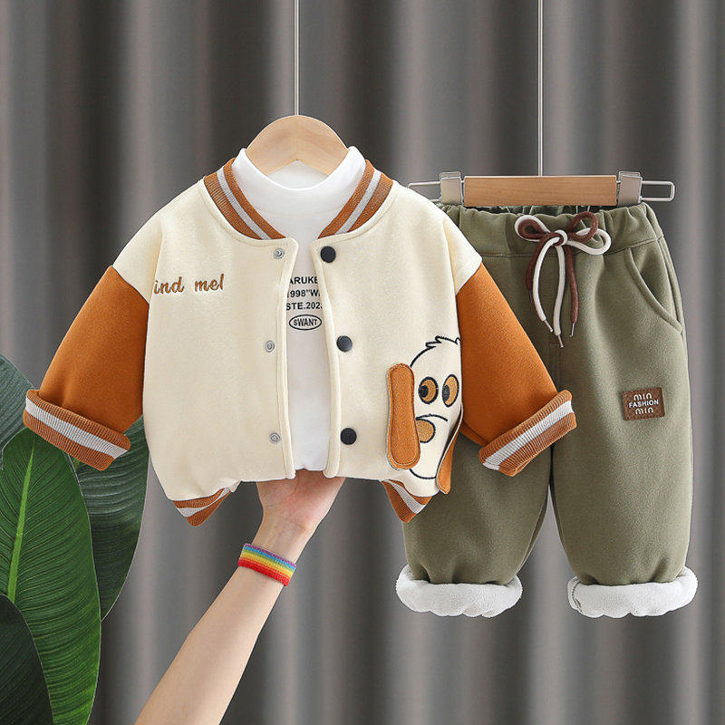 MXAG男童加绒棒球服套装