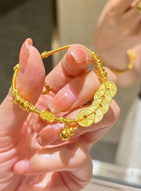 金色五帝币葫芦手链手链新中式国潮女精美气质百搭不掉色