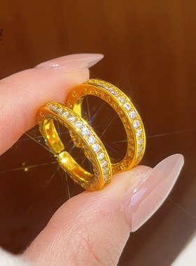 金包银点钻戒指女款轻奢小众设计感高级食指戒送女友