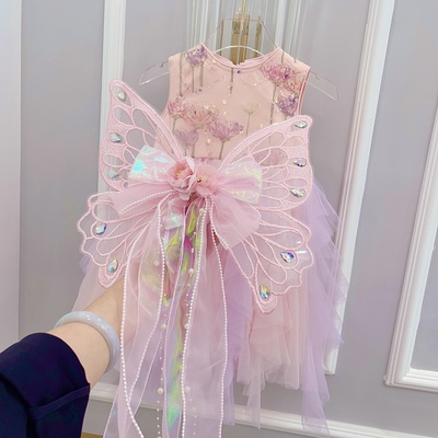 宝宝粉色洋气网纱公主裙礼服裙