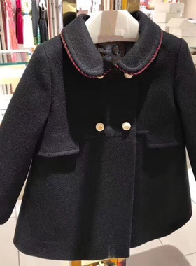 定制女童气质款黑色呢子大衣中小童外套女宝宝羊毛呢外套生日礼服