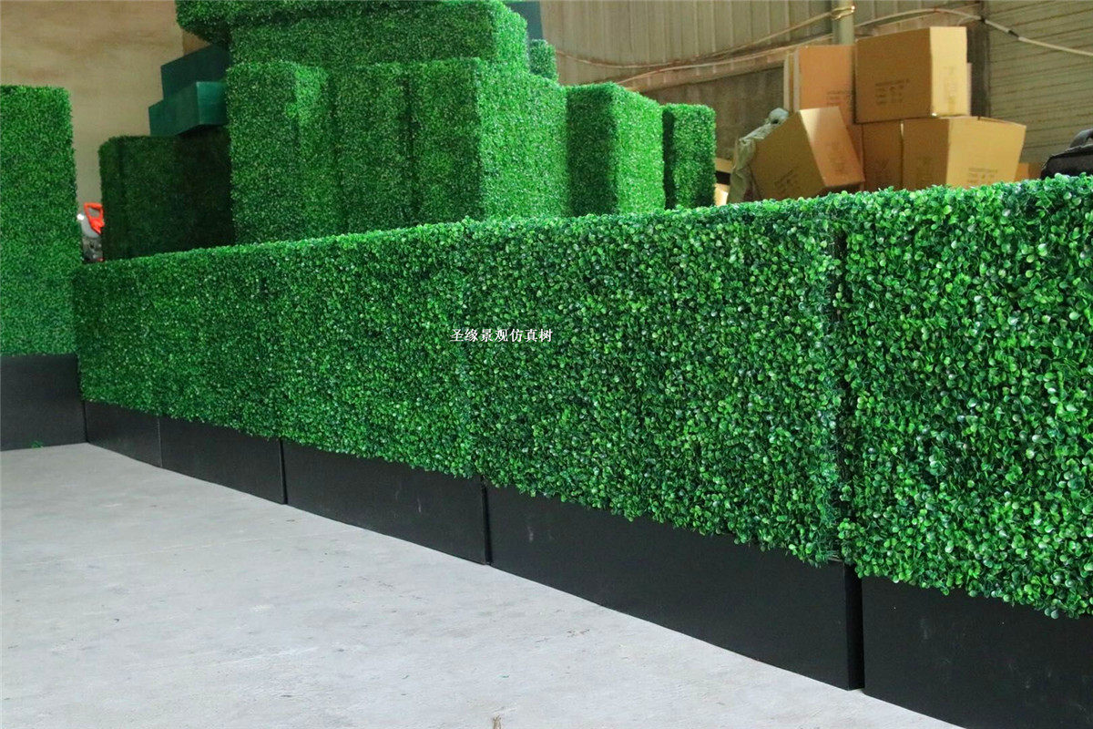仿真灌木米兰草方形草堆婚礼装饰摆件绿色草皮方形框花箱植物墙假