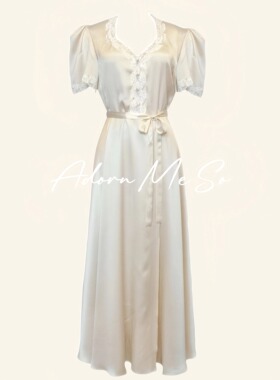 Adorn 【蜜月】honeymoon30姆米蕾丝杏色法式优雅lady长裙