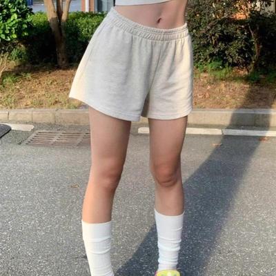 2025超好看美式白灰色休闲短裤女薄款夏外穿运动宽松百搭a字热裤