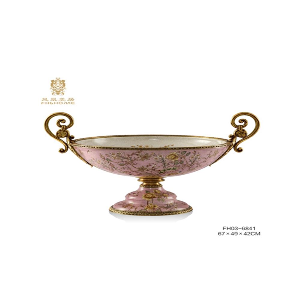 铜配陶瓷新中式花瓶储物罐装饰品