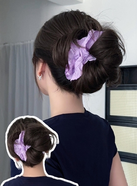 紫色才有韵味~扎丸子头法式发圈韩系发饰重工双层花边大肠温柔ins