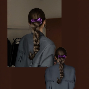 香蕉夹的正确使用方法韩版紫色蝴蝶结发夹高级感气质发饰2026新款