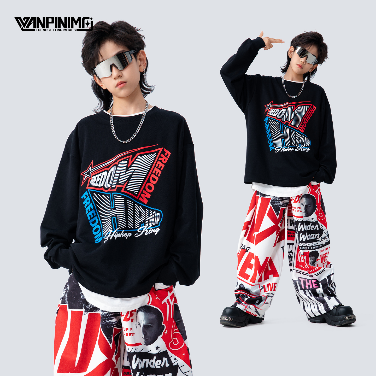 顽皮尼莫男童嘻哈街舞秋冬演出服