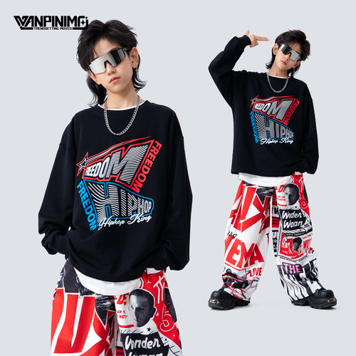 顽皮尼莫男童嘻哈街舞秋冬演出服