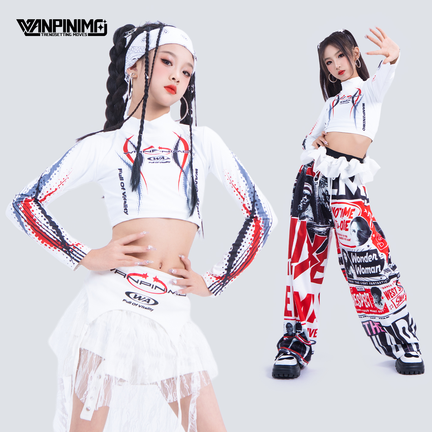 顽皮尼莫女童爵士舞女团风演出服