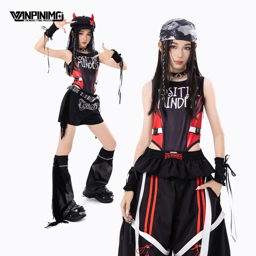 顽皮尼莫女童爵士舞连体演出服