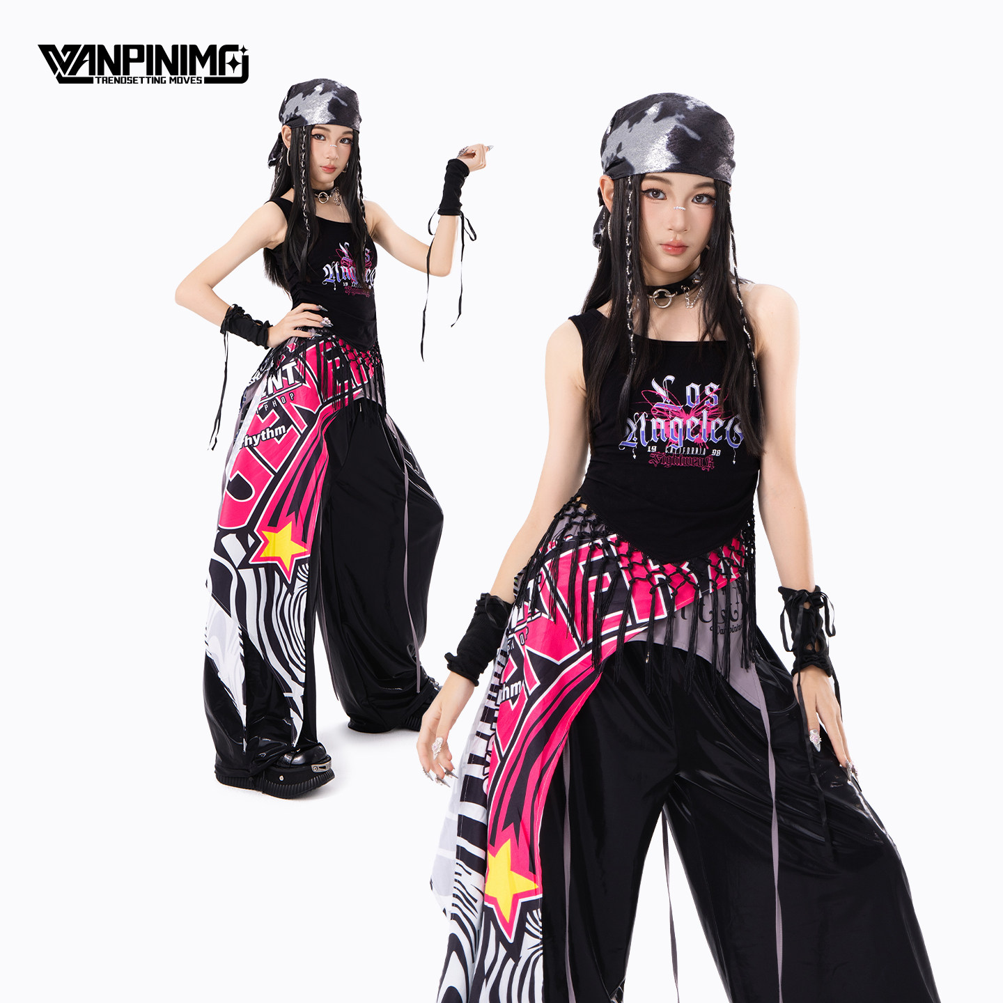 顽皮尼莫女童夏装街舞演出服少儿潮酷爵士舞服装儿童时髦演出服