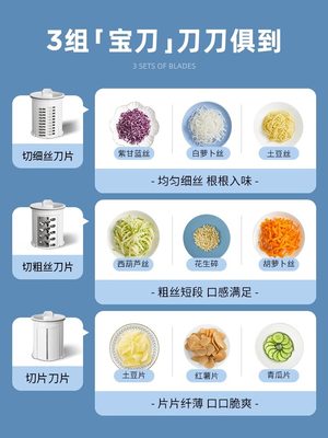 蓝宝小火车电动切菜机多功能厨房家用滚筒刨丝器土豆丝切丝切片机