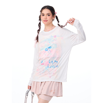 LICKAGIRL多巴胺印花长袖罩衫