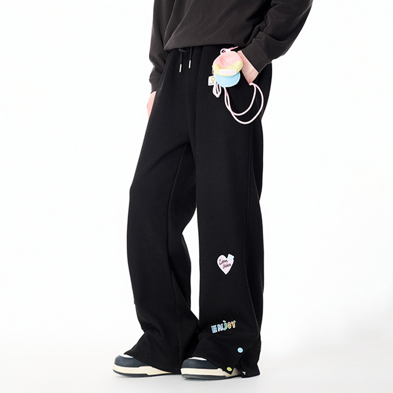 LAMLICKA黑色灯芯绒休闲长裤