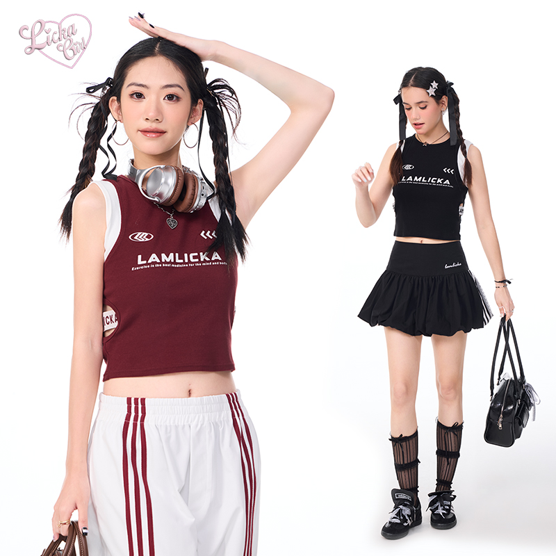 LAMLICKA复古辣妹运动街舞背心