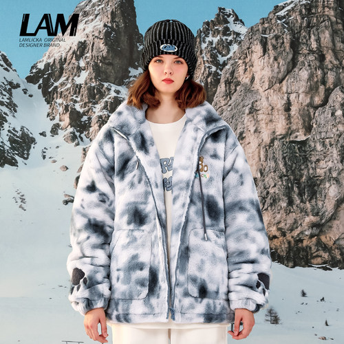 LAMLICKA羊羔绒仿兔毛连帽棉衣服
