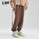 嘻哈运动卫裤 LAMLICKA国潮秋冬撞色拼接小脚裤 宽松束脚男女休闲裤
