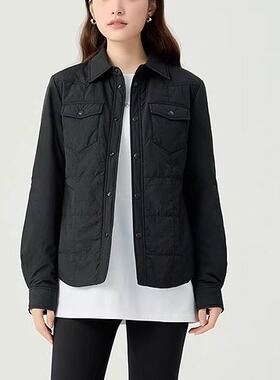 AMS{专柜}商场同款翻领新雪丽棉服棉衣长袖衬衫外套140018