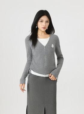 AMAS{专柜哥家}商场同款气质叠穿感拉链假两件套头针织衫女148035