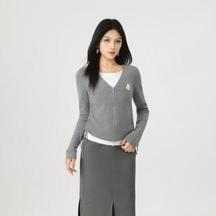 AMAS{专柜哥家}商场同款气质叠穿感拉链假两件套头针织衫女148035