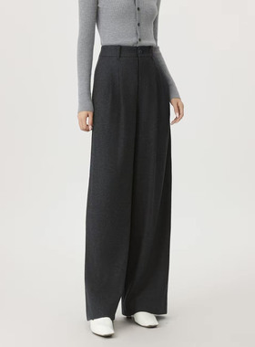 AMS【商场同款】秋冬老钱风直筒裤休闲裤阔腿裤西裤510061