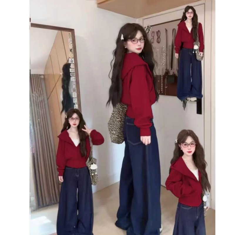 初秋酒红短款卫衣薄外套女早秋冬季连帽上衣宽松开衫加绒韩系穿搭,女装/女士精品,卫衣/绒衫,淘宝优惠券,粉丝福利购,淘宝优惠卷