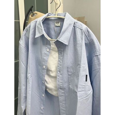 100%纯棉浅蓝色正肩衬衫男女