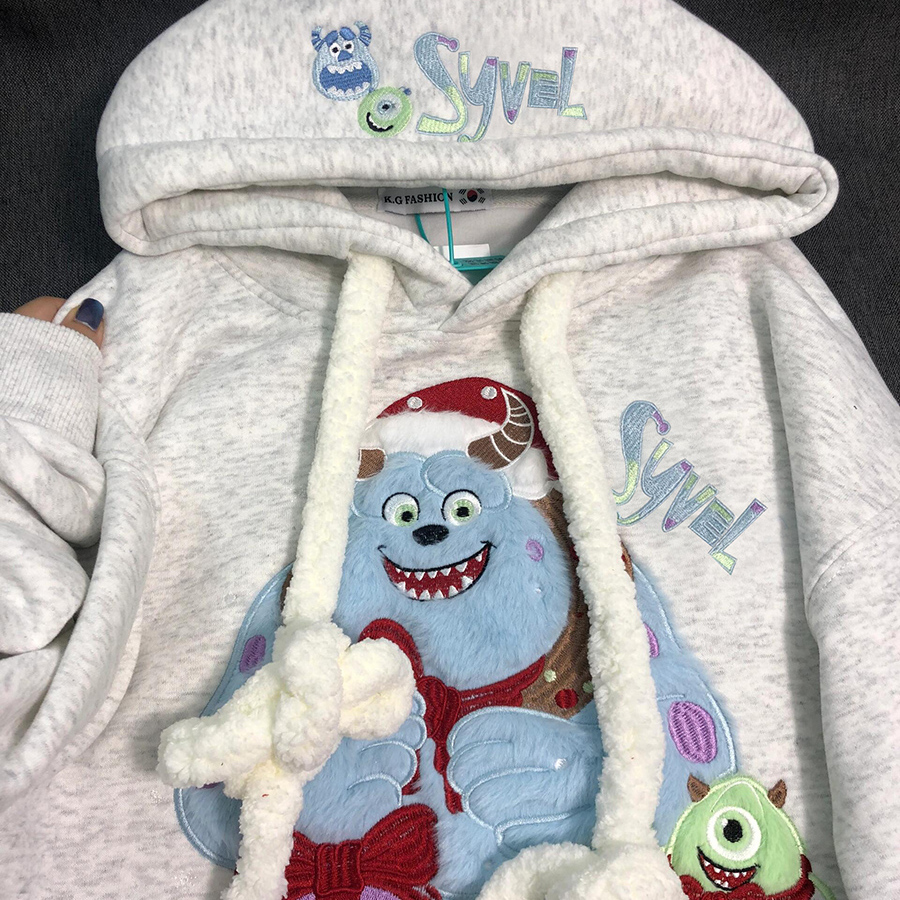 美式复古可爱卡通连帽卫衣