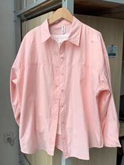 轻奢高级感长袖纯棉衬衫女2024年春夏新款粉色上衣设计感衬衣外套