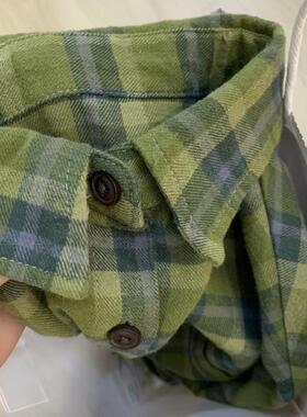 2025早秋新款衬衫绿色格子衬衣叠穿重磅纯棉小众潮高级感长袖上衣