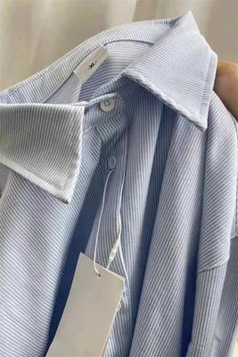 品牌剪标撤柜纯棉长袖条纹衬衫
